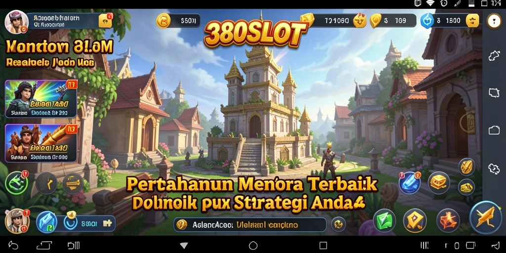 Tangkapan layar utama 380SLOT menampilkan aksi pertahanan menara yang mendebarkan.